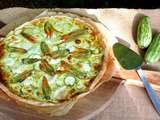 Tarte fleurs de courgettes, courgettes et mozzarella