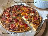 Tarte oignons, cheddar et tomates cerises