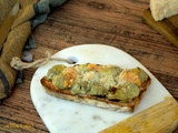 Tartine artichauts, gorgonzola et coppa