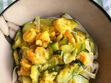 Tagliatelles aux crevettes, courgettes et safran