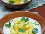 Tapioca au lait de coco avec ananas mariné et coriandre