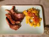 Aiguilettes de canard, butternut, miel de tasmanie, abricots et noisettes