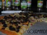 Tarte fine fourme d’ambert poireaux champignons