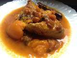 Tajine poulet aux abricots, pruneaux et raisin sec