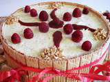 Financier noisette, mousse passion et gelée de champagne aux framboises