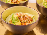 Gaspacho d’avocat, crabe et crevettes