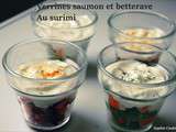 Verrines de saumons et betteraves au surimi