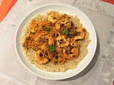 Gambas à l'orange et spaghetti de carottes