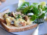 Crostinis d’oeufs brouillés aux champignons