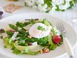 Salade toute verte aux asperges et son oeuf poché