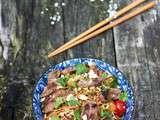 Nouilles sautées aux légumes du soleil et au canard