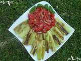 Concombres braisés et tomates fraîches au basilic