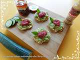 Tartines au concombre et tomates séchées