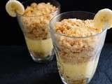 Verrine : Crème vanillée, banane poêlée & son crumble