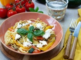 Linguine aux legumes du soleil burrata basilic