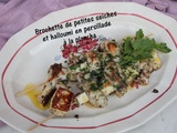 Brochette de petites seiches et halloumi en persillade à la plancha