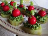 Canapés de pommes de terre au pesto de fanes de radis