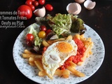 Pommes de terre et tomates frites pour un oeuf au plat