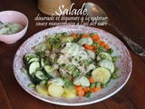 Salade de daurade et légumes à la vapeur sauce mayonnaise à l'ail des ours