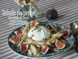 Salade de penne aux herbes du jardin, figues et burrata