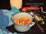 Soupe aux lentilles jaunes et chorizo