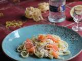 Tagliatelles au saumon sauce crémeuse et citronnée à la vodka