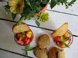 Tartare de mangue et de fraises à la vanille, tuiles à la pistache