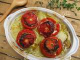 Tomates farcies sur lit de pommes de terre