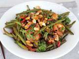 Crevettes sautees aux haricots verts et cacahuetes