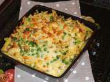 Gratin de macaronis - petits pois - jambon