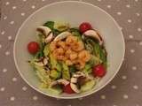 Salade crevettes / avocat / crème basalmique