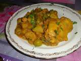 Tajine poulet / citron confit / olives vertes / pommes de terre