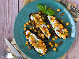 Aubergines rôties et pois chiches au cumin