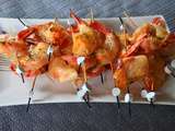 Brochettes de gambas en chemise