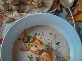 Noix de Saint-Jacques Snackées sur Crème de Champignons, Pleurotes Gris et Graines de Tournesol