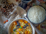 Risotto d'automne à la Courge Butternut, Trompettes des Morts et Noisettes