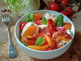 Salade estivale aux abricots rôtis et mozzarella