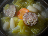 Soupe paysanne au chou et saucisse fumée