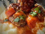 Thanksgiving meatballs and mashed potatoes (Boulettes de Viande à la Bière pour Thanksgiving – Avec Purée de Pommes de Terre)