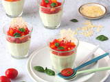 Panna cotta de courgettes, tomates et tuile de parmesan