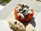 Tartare de tomate et glace au pain grille