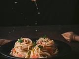 Spaghettis au saumon fumé