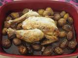 Poulet au vin blanc et au citron et ces petites pommes de terre grenailles rôties