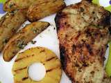 Pommes de terre grillées aux herbes et côtes de porc à l'ananas grillé