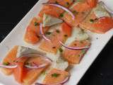 Carpaccio de saumon, artichauts et pamplemousse