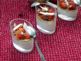 Panna cotta de brebis, pesto, et 2 tomates