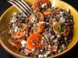 Salade de lentilles, lardons, feta et carottes