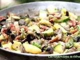 Poêlée courgettes, champignons et lardons