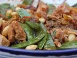 Tajine de poulet aux mirabelles et pois gourmands