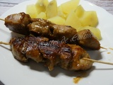 Brochettes de poulet au miel et au soja